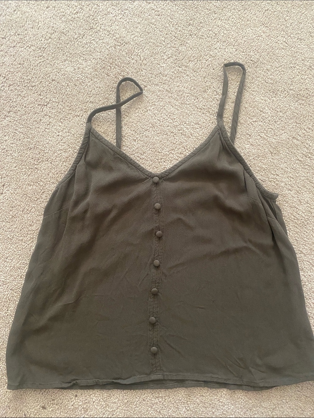 The Normal Brand Olive Green Button-Down Spaghetti Strap Cami
